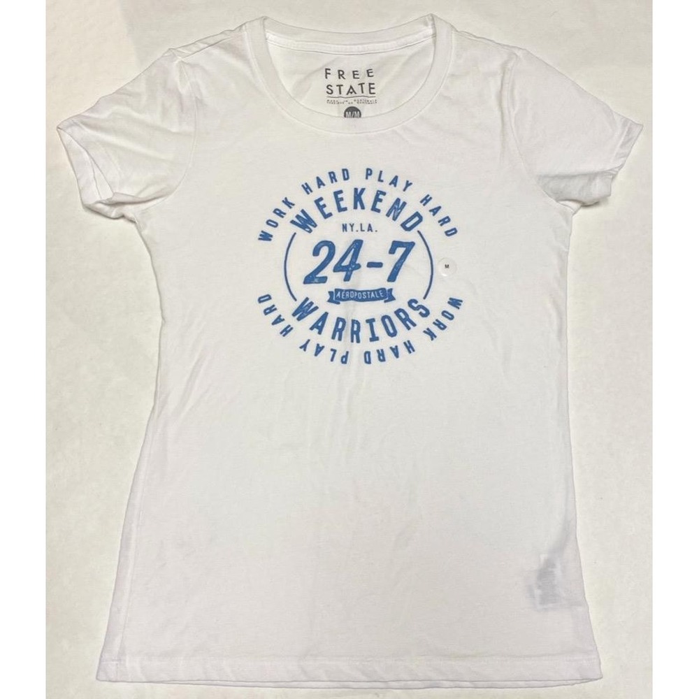 NEW Free State Women's Medium Weekend Warriors White Graphic Tee Shirt